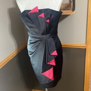 White House black market black and pink strapless dress size 2